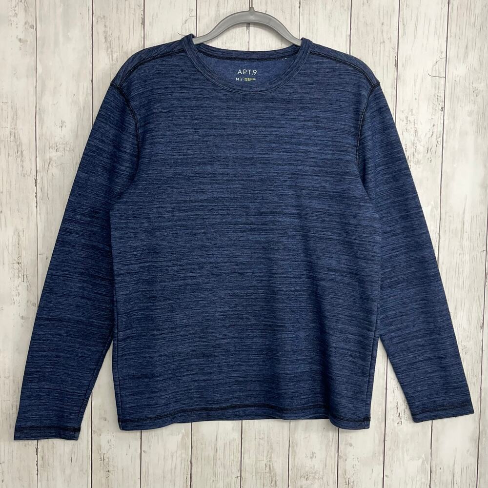 Apt. 9 Premier Flex Blue Long Sleeve Base Layer Cotton Blend Warm Shirt Medium